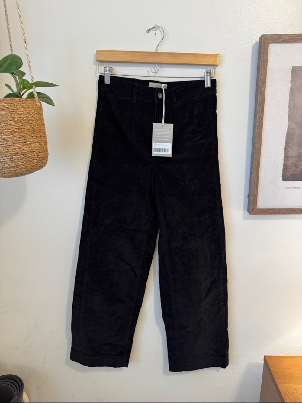 NWT Everlane The Corduroy Wide Leg Pant 26.5'', Black Sz, 2